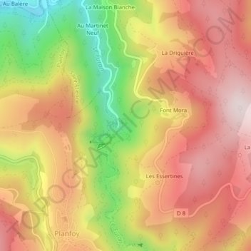 Mappa topografica Grotte de Rochecorbière, altitudine, rilievo