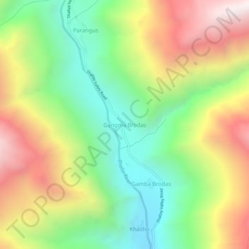 Mappa topografica Gengma Brodas, altitudine, rilievo
