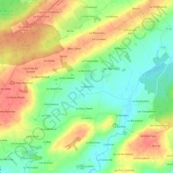 Mappa topografica La Rosière, altitudine, rilievo