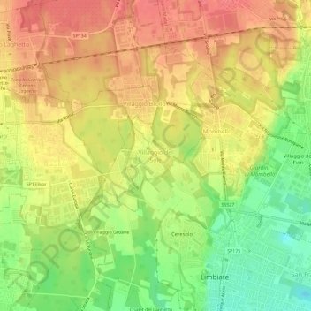 Mappa topografica Villaggio del Sole, altitudine, rilievo