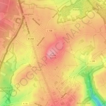 Mappa topografica Hohe, altitudine, rilievo