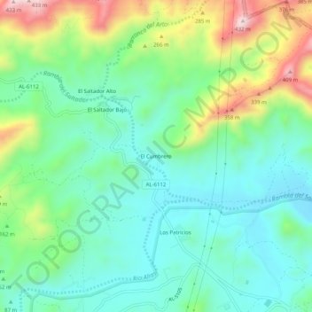 Mappa topografica El Cumbrero, altitudine, rilievo
