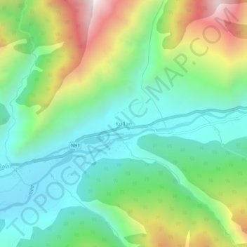 Mappa topografica Kullan, altitudine, rilievo