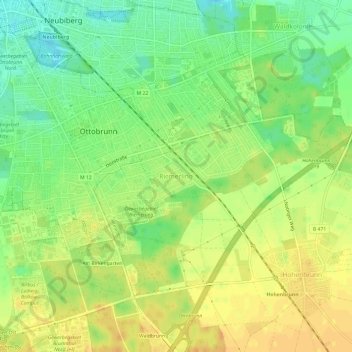 Mappa topografica Riemerling, altitudine, rilievo