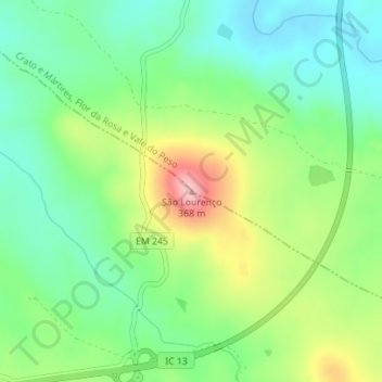 Mappa topografica São Lourenço, altitudine, rilievo