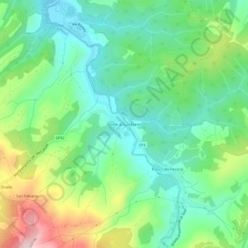 Mappa topografica Ponte di Gabbiano, altitudine, rilievo