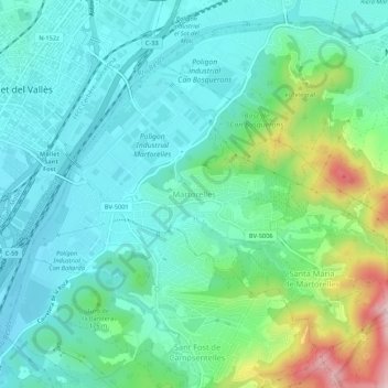 Mappa topografica Martorelles, altitudine, rilievo