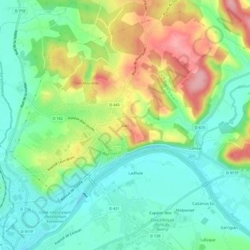 Mappa topografica Gau, altitudine, rilievo