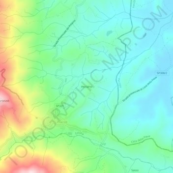 Mappa topografica Vecciano, altitudine, rilievo
