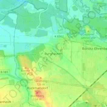 Mappa topografica Burghausen, altitudine, rilievo
