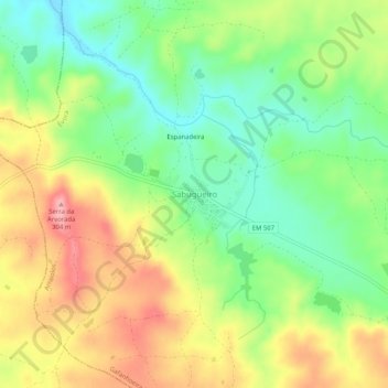 Mappa topografica Sabugueiro, altitudine, rilievo