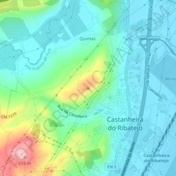 Mappa topografica Castanheira, altitudine, rilievo