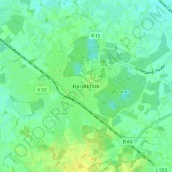 Mappa topografica Herzebrock, altitudine, rilievo