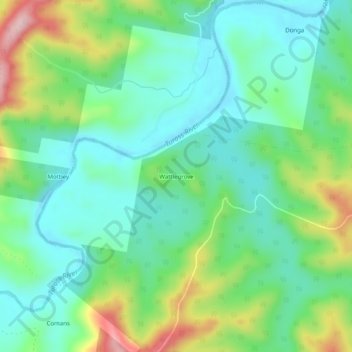 Mappa topografica Wattlegrove, altitudine, rilievo