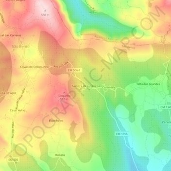 Mappa topografica Barreira da Junqueira, altitudine, rilievo