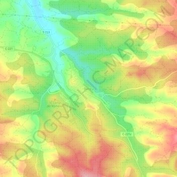 Mappa topografica Batea, altitudine, rilievo