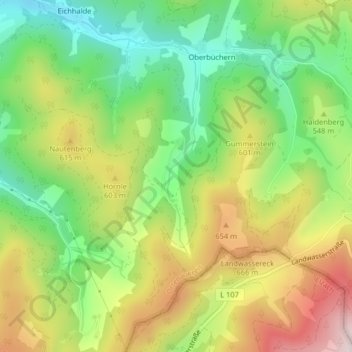 Mappa topografica Burggraben, altitudine, rilievo