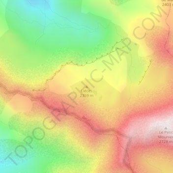 Mappa topografica Liéces, altitudine, rilievo