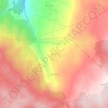 Mappa topografica Alhões, altitudine, rilievo