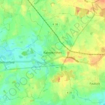Mappa topografica Rabenkirchen, altitudine, rilievo