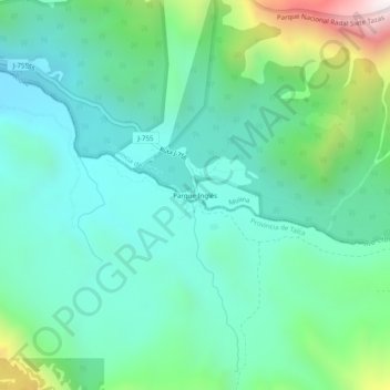 Mappa topografica Parque Inglés, altitudine, rilievo