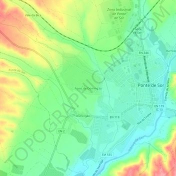 Mappa topografica Foros de Domingão, altitudine, rilievo
