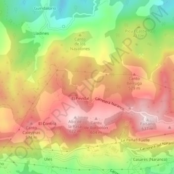 Mappa topografica La Vara, altitudine, rilievo