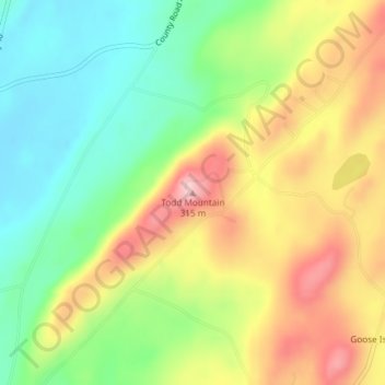 Mappa topografica Todd Mountain, altitudine, rilievo