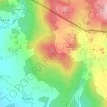 Mappa topografica Spielberg, altitudine, rilievo