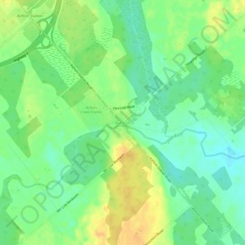 Mappa topografica Ashton, altitudine, rilievo