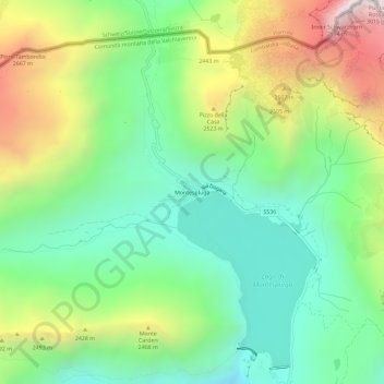 Mappa topografica Montespluga, altitudine, rilievo