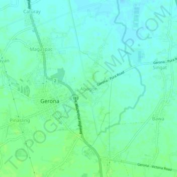 Mappa topografica Abagon, altitudine, rilievo