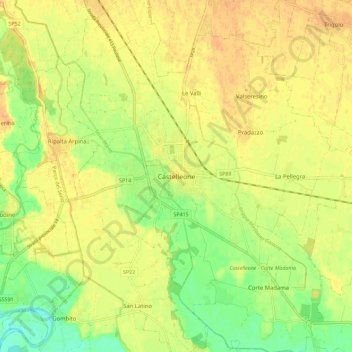 Mappa topografica Castelleone, altitudine, rilievo