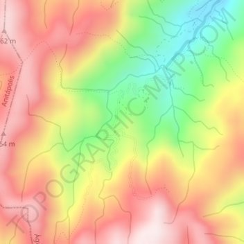 Mappa topografica Alto Rio Novo, altitudine, rilievo