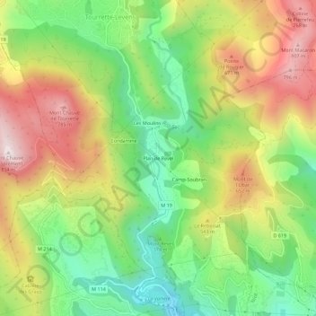 Mappa topografica Plan de Revel, altitudine, rilievo