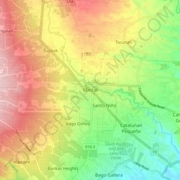 Mappa topografica Mintal, altitudine, rilievo