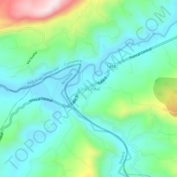 Mappa topografica Vado Real, altitudine, rilievo