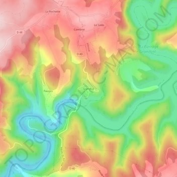 Mappa topografica Grandval, altitudine, rilievo