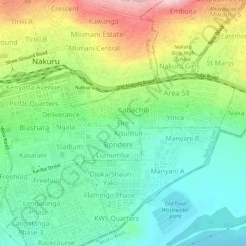 Mappa topografica Fire, altitudine, rilievo