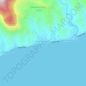 Mappa topografica Dela Paz Pulot Aplaya, altitudine, rilievo