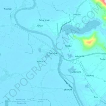 Mappa topografica Sumbal, altitudine, rilievo
