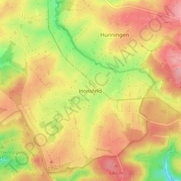 Mappa topografica Honsfeld, altitudine, rilievo