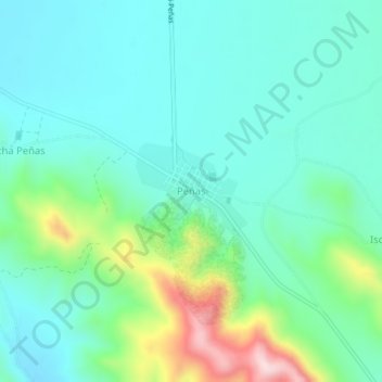 Mappa topografica Peñas, altitudine, rilievo