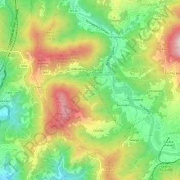 Mappa topografica Cerisola, altitudine, rilievo