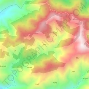 Mappa topografica Karti, altitudine, rilievo