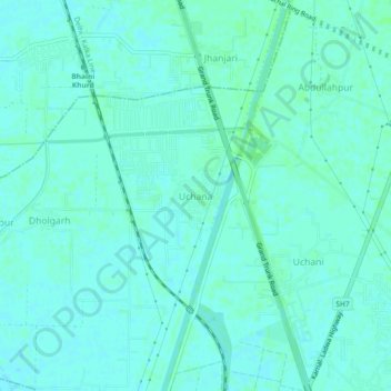 Mappa topografica Uchana, altitudine, rilievo