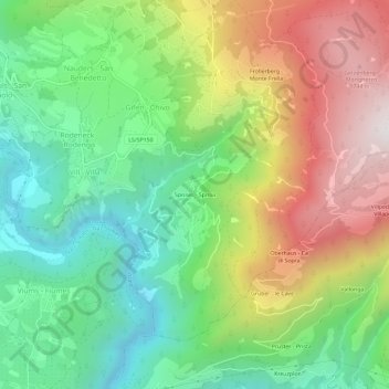 Mappa topografica Spissa, altitudine, rilievo