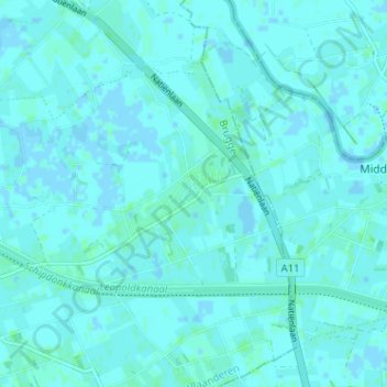 Mappa topografica Den Hoorn, altitudine, rilievo