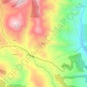 Mappa topografica Neril, altitudine, rilievo