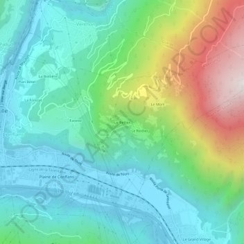 Mappa topografica Le Bettex, altitudine, rilievo